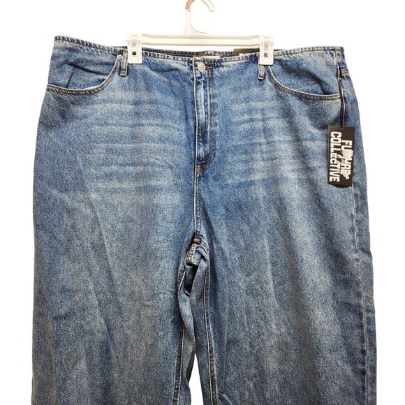 Wide Leg Mid Rise Blue Denim Jeans Size 22 Future Collective Womens Casual - Picture 4 of 10